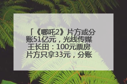 《哪吒2》片方或分账51亿元，光线传媒王长田：100元票房片方只拿33元，分账方式不合理