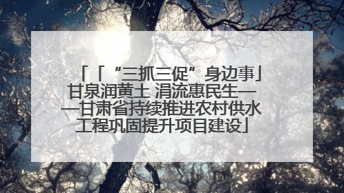 「“三抓三促”身边事」甘泉润黄土 涓流惠民生——甘肃省持续推进农村供水工程巩固提升项目建设