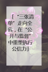 “三张清单”走向全省，在“公开与监督”中重塑执行公信力