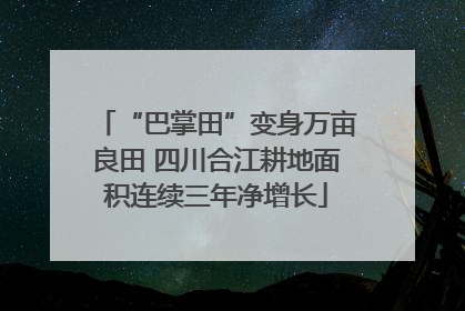 “巴掌田”变身万亩良田 四川合江耕地面积连续三年净增长
