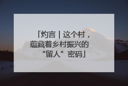 灼言｜这个村，蕴藏着乡村振兴的“留人”密码