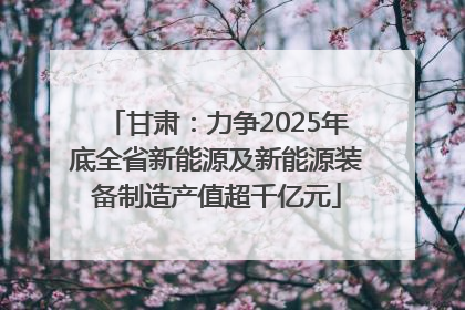 甘肃：力争2025年底全省新能源及新能源装备制造产值超千亿元