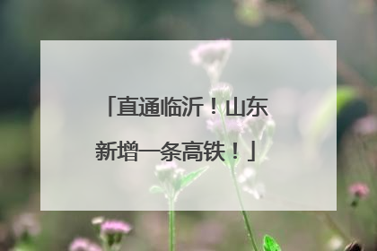 直通临沂！山东新增一条高铁！
