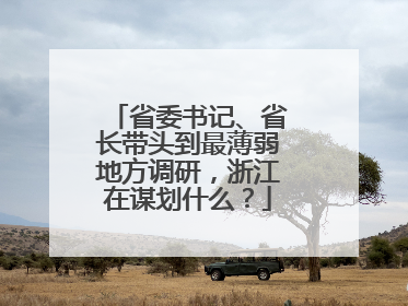 省委书记、省长带头到最薄弱地方调研，浙江在谋划什么？