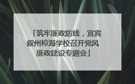 筑牢廉政防线，宜宾叙州樟海学校召开党风廉政建设专题会