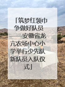 筑梦红领巾 争做好队员——安徽省龙亢农场中心小学举行少先队新队员入队仪式