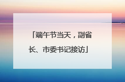 端午节当天，副省长、市委书记接访