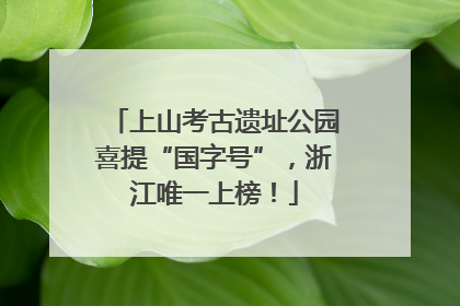 上山考古遗址公园喜提“国字号”，浙江唯一上榜！