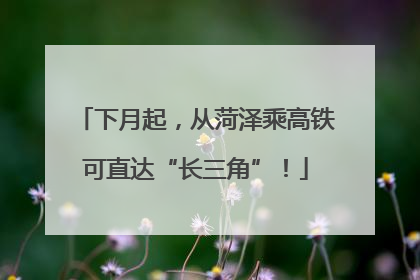 下月起，从菏泽乘高铁可直达“长三角”！