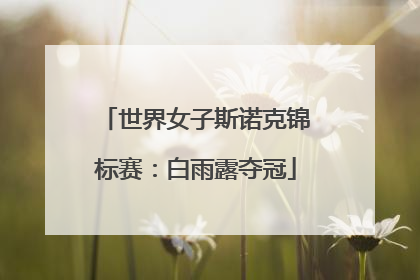 世界女子斯诺克锦标赛：白雨露夺冠