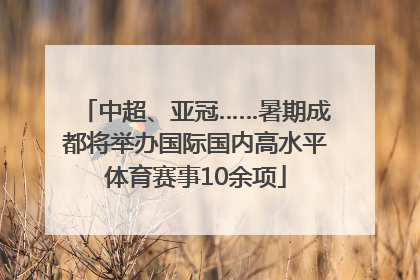 中超、亚冠……暑期成都将举办国际国内高水平体育赛事10余项