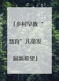 乡村早教“慧育”儿童发展新希望