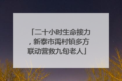 二十小时生命接力，新泰市禹村镇多方联动营救九旬老人