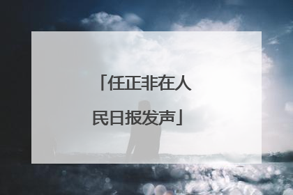 任正非在人民日报发声