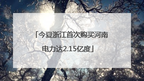 今夏浙江首次购买河南电力达2.15亿度
