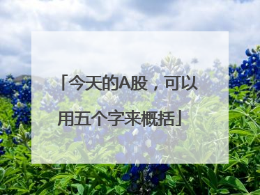 今天的A股，可以用五个字来概括