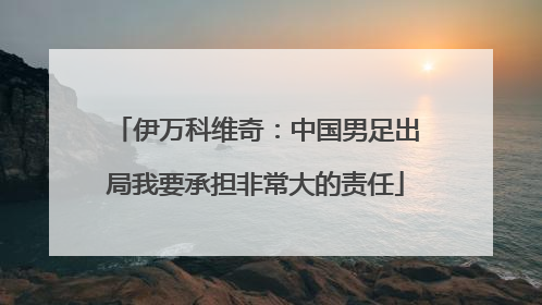 伊万科维奇：中国男足出局我要承担非常大的责任