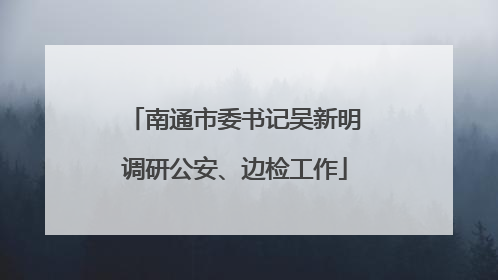 南通市委书记吴新明调研公安、边检工作