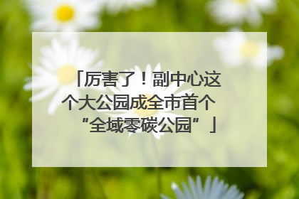 厉害了！副中心这个大公园成全市首个“全域零碳公园”