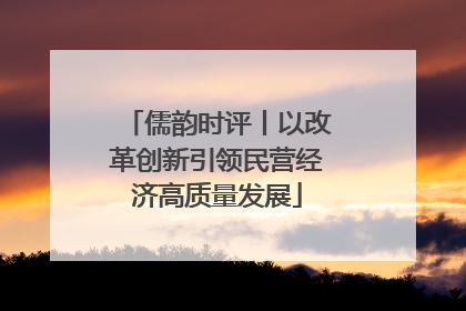 儒韵时评丨以改革创新引领民营经济高质量发展