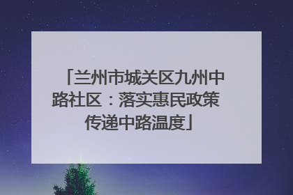 兰州市城关区九州中路社区：落实惠民政策 传递中路温度