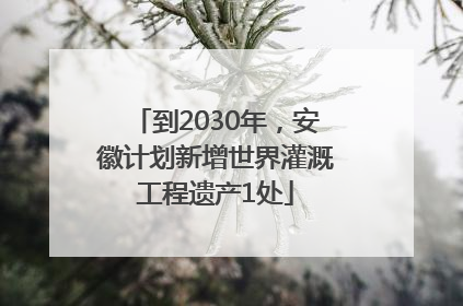 到2030年，安徽计划新增世界灌溉工程遗产1处