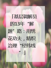 基层调解员的13年“解题”路：用绣花功夫，精织治理“经纬线”