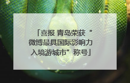 喜报 青岛荣获“微博最具国际影响力入境游城市”称号
