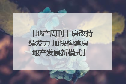 地产周刊丨房改持续发力 加快构建房地产发展新模式