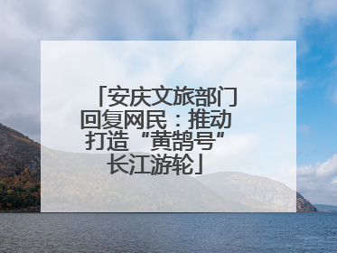 安庆文旅部门回复网民：推动打造“黄鹄号”长江游轮