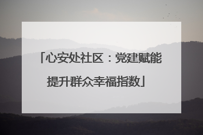 心安处社区：党建赋能 提升群众幸福指数