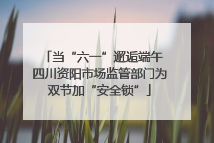 当“六一”邂逅端午 四川资阳市场监管部门为双节加“安全锁”