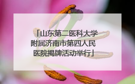 山东第二医科大学附属济南市第四人民医院揭牌活动举行