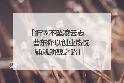 折翼不坠凌云志——曹东锋以创业热忱铺就助残之路