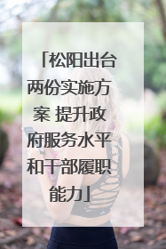 松阳出台两份实施方案 提升政府服务水平和干部履职能力