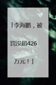 李海鹏，被罚没超426万元！