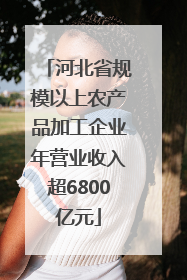 河北省规模以上农产品加工企业年营业收入超6800亿元