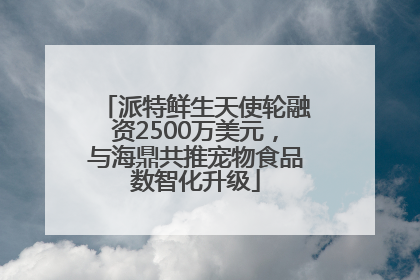 派特鲜生天使轮融资2500万美元，与海鼎共推宠物食品数智化升级