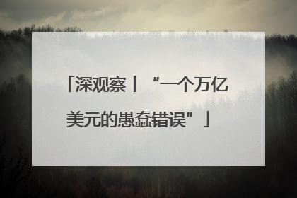 深观察丨“一个万亿美元的愚蠢错误”