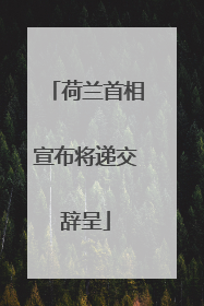 荷兰首相宣布将递交辞呈