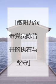 衡阳九旬老党员陈普开的执着与坚守