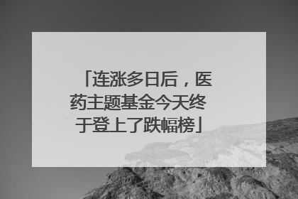 连涨多日后，医药主题基金今天终于登上了跌幅榜