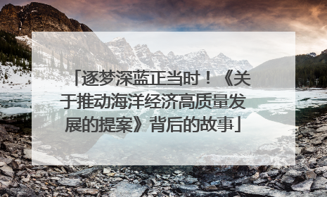 逐梦深蓝正当时！《关于推动海洋经济高质量发展的提案》背后的故事