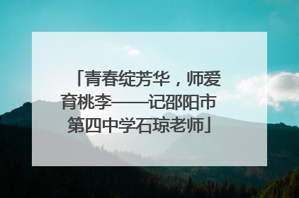 青春绽芳华，师爱育桃李——记邵阳市第四中学石琼老师