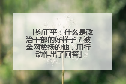 钧正平：什么是政治干部的好样子？被全网赞扬的他，用行动作出了回答