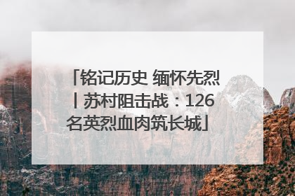 铭记历史 缅怀先烈丨苏村阻击战：126名英烈血肉筑长城