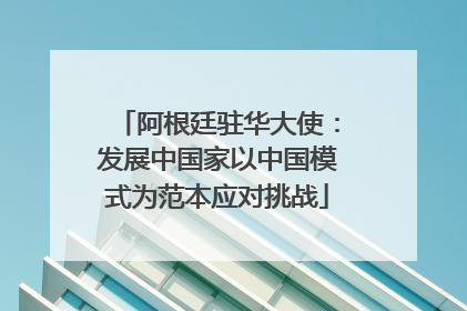 阿根廷驻华大使：发展中国家以中国模式为范本应对挑战