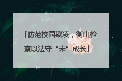 防范校园欺凌，衡山检察以法守“未”成长