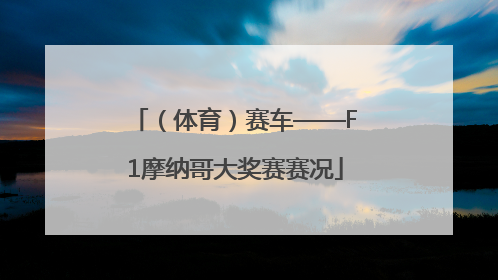 （体育）赛车——F1摩纳哥大奖赛赛况