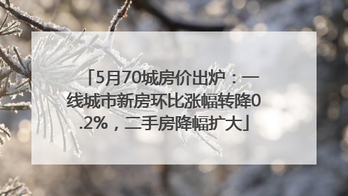 5月70城房价出炉：一线城市新房环比涨幅转降0.2%，二手房降幅扩大